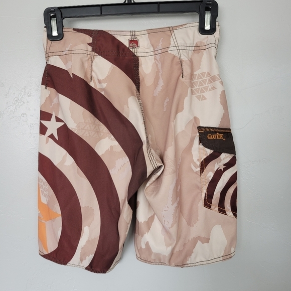 Quiksilver Boys 8 24" Beige Brown Swim Trunks Summer Swimming Suit - Picture 4 of 8